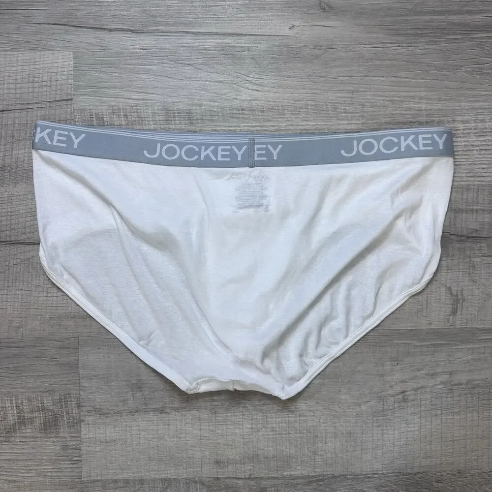 Men's 2XL Jockey Essentials Underwear 3-pack Cotton Blend Briefs Gray White NWOT